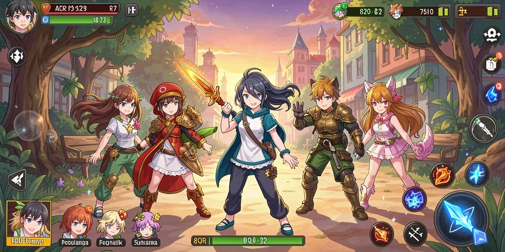 Gameplay menarik dari 8QR dengan karakter anime yang beragam.