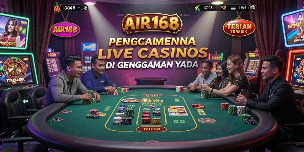 Screenshot AIR168 menampilkan dealer langsung dalam permainan Live Casino.