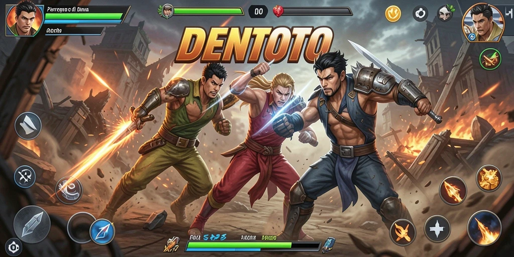 Tampilan dinamis aksi pertempuran di DENTOTO yang menggetarkan.