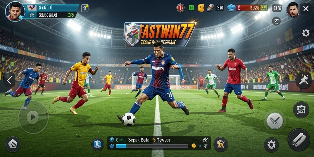Tampilan penuh aksi pertandingan sepak bola di FASTWIN77.