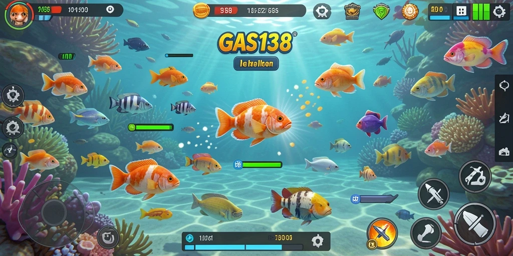 Screenshot gameplay GAS138 menampilkan aksi tembak ikan yang mendebarkan.