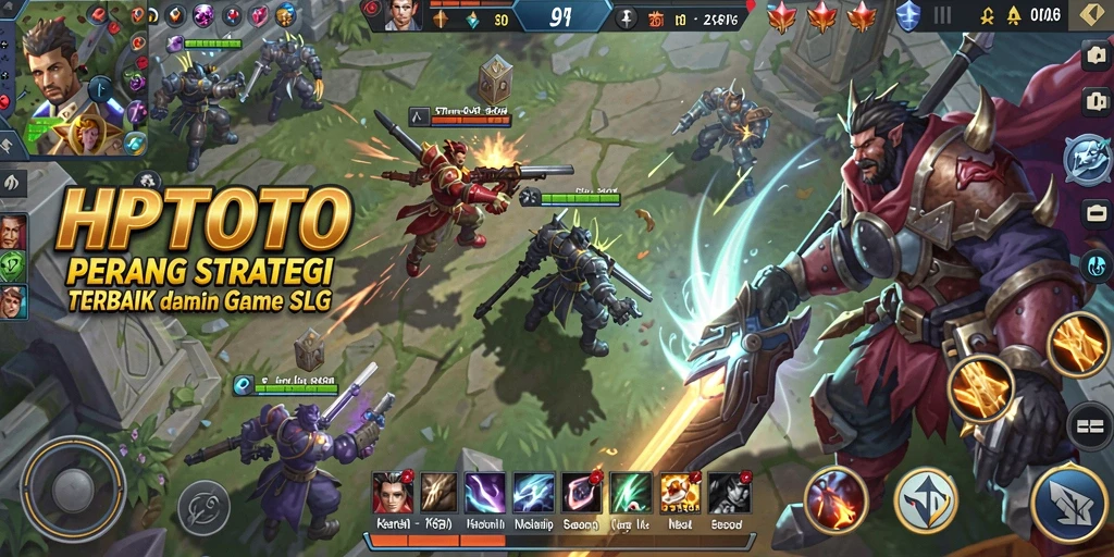 Tampilan tangkapan layar HPTOTO menampilkan aksi perang strategi yang intens.
