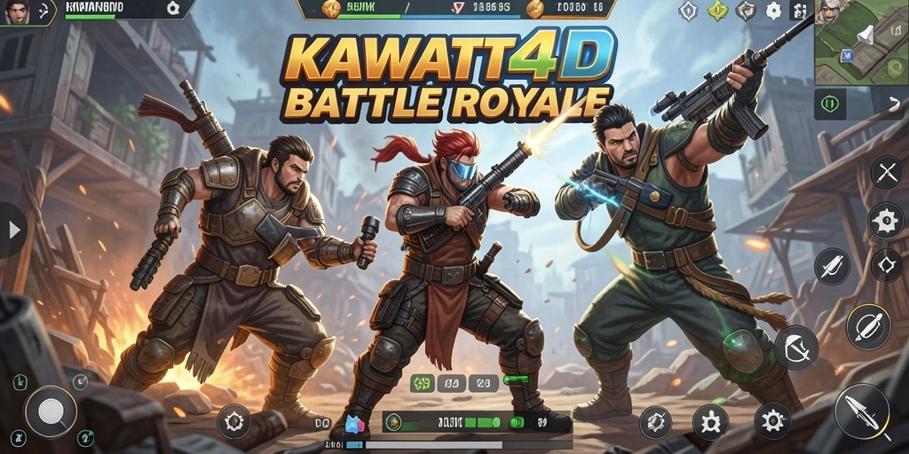 Tampilan gameplay KAWAT4D yang menawan dan penuh aksi Battle Royale.