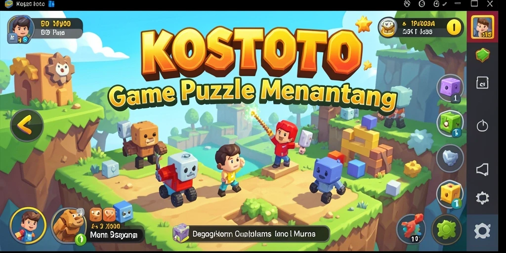 Tampilan gameplay KOSTOTO dengan teka-teki yang seru dan menantang.