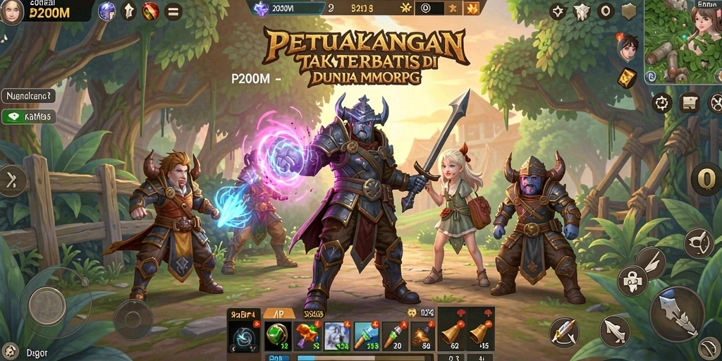Screenshot P200M menampilkan aksi seru dalam pertarungan MMORPG.