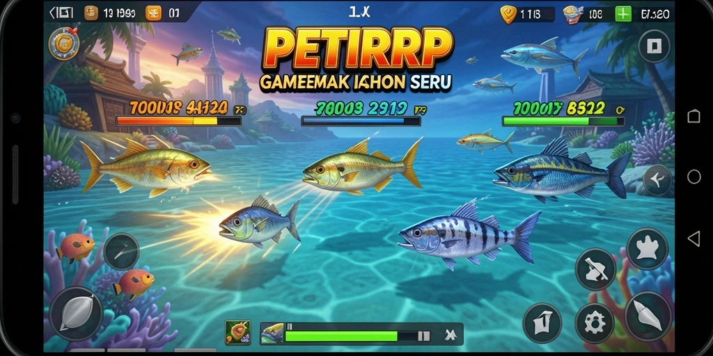 Tampilan gameplay menarik dari PETIRRP saat menembak ikan.