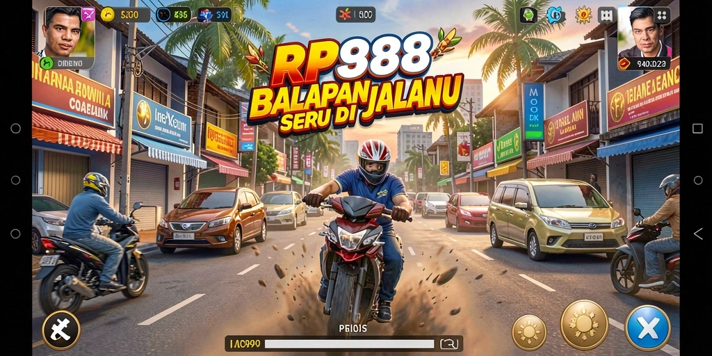 Gameplay menegangkan dalam balapan di RP888.
