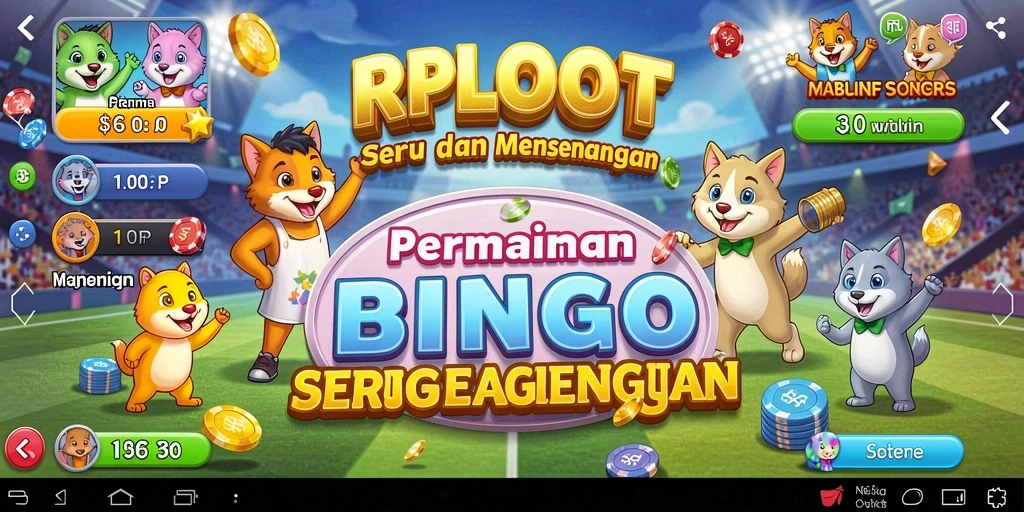 Tampilan gameplay utama RPLOOT menampilkan suasana Bingo yang penuh warna dan seru.