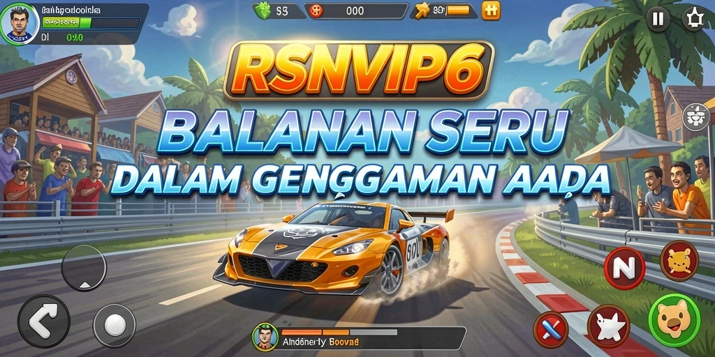Screenshot gameplay RSNVIP6 menampilkan aksi balapan yang mendebarkan.