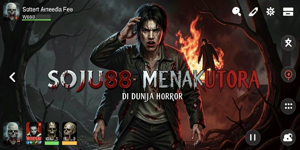 Tangkapan layar gameplay SOJU88 menampilkan suasana menyeramkan dengan efek visual yang mengesankan.