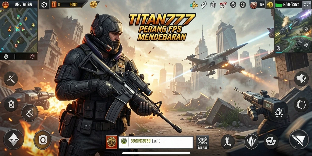 Gameplay mendebarkan dalam <strong>TITAN777</strong> dengan aksi menembak yang seru.